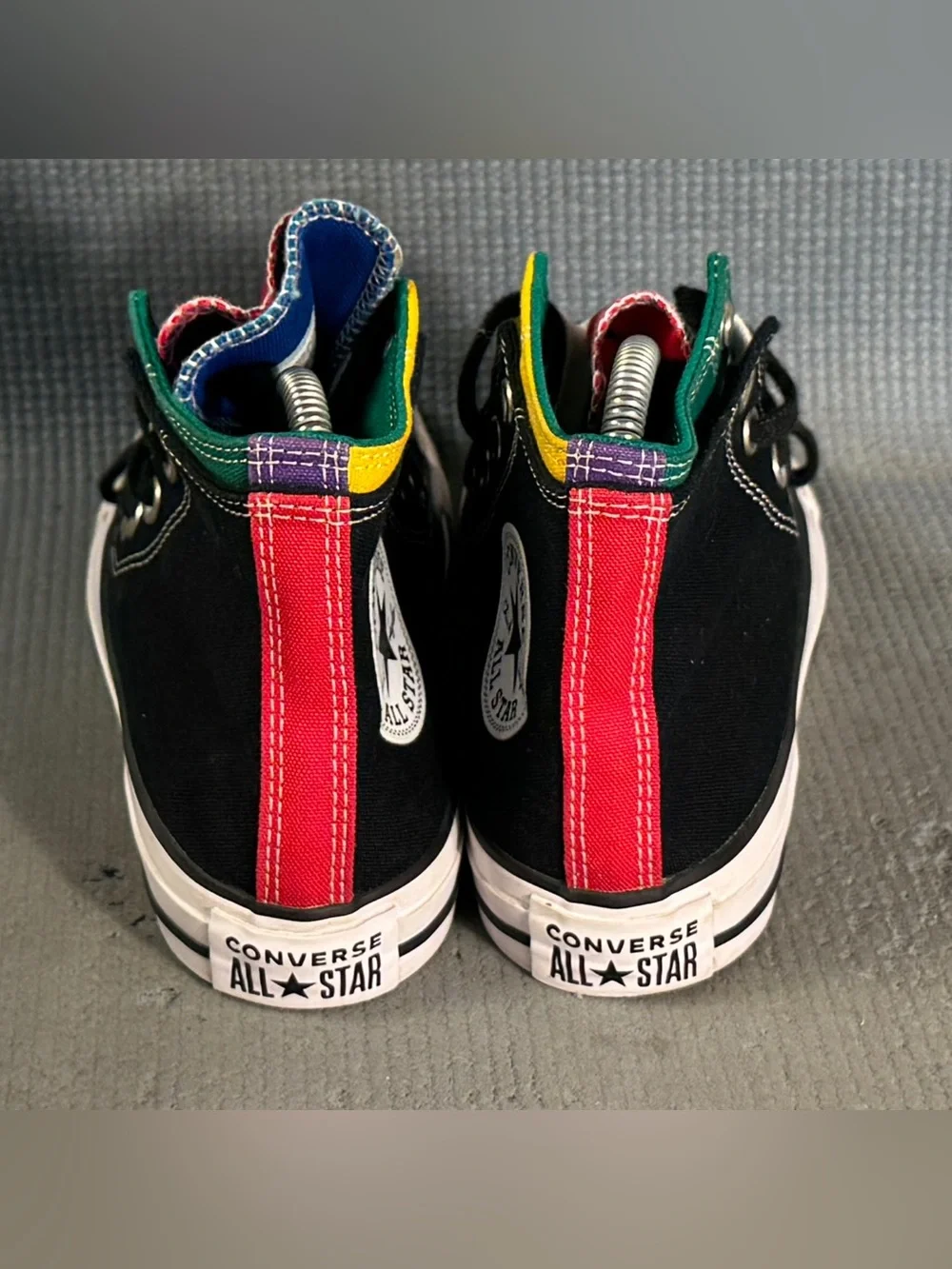 Converse Chuck Taylor All Star Hi Double Upper Sneaker Black/Multi Women’s Sz 7 - Picture 7 of 9
